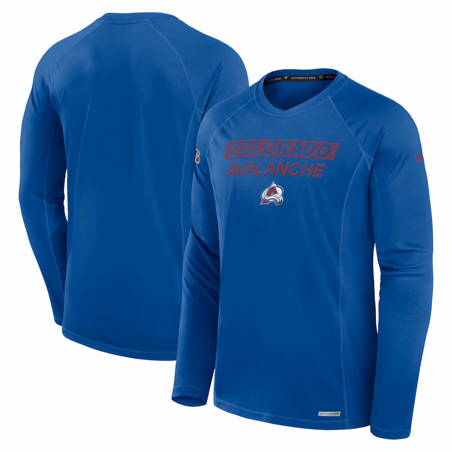 Men's Colorado Avalanche Fanatics Blue Authentic Pro Rink Tech Long Sleeve T-Shirt