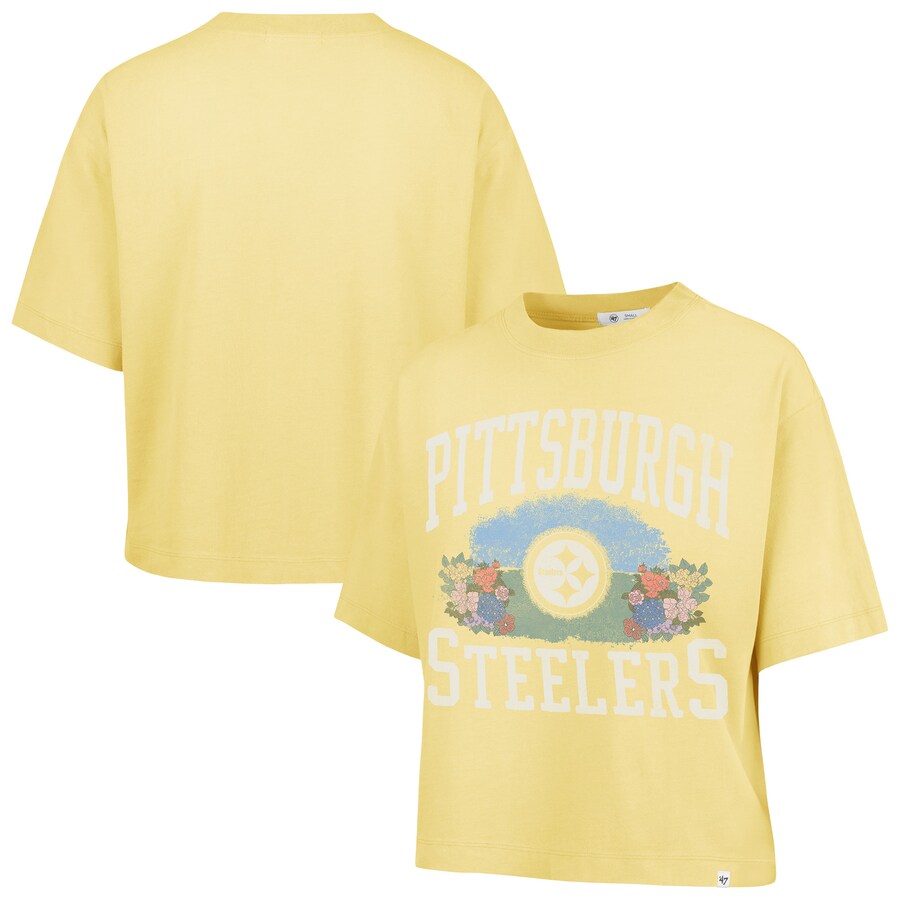 Women's Pittsburgh Steelers  '47 Yellow Florentina Montauk Cropped T-Shirt