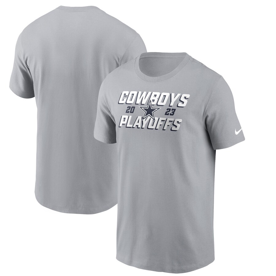 Men's Dallas Cowboys  Nike Gray 2023 NFL Playoffs Iconic T-Shirt
