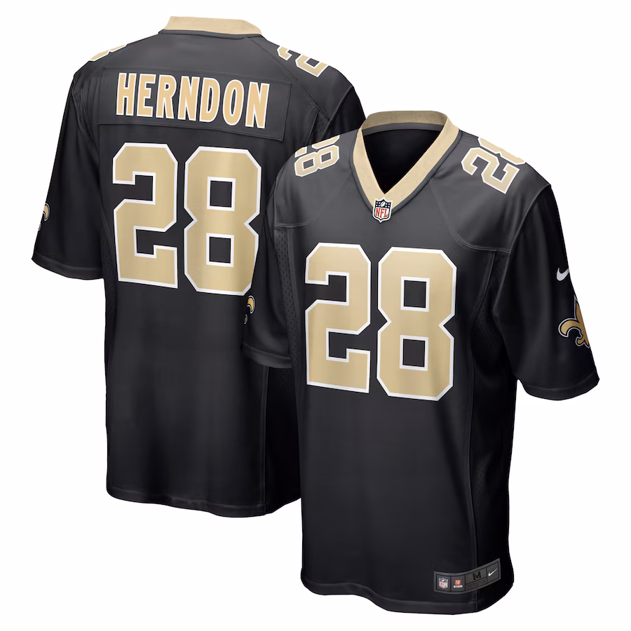 Men's New Orleans Saints Tre Herndon Nike Black Game Jersey