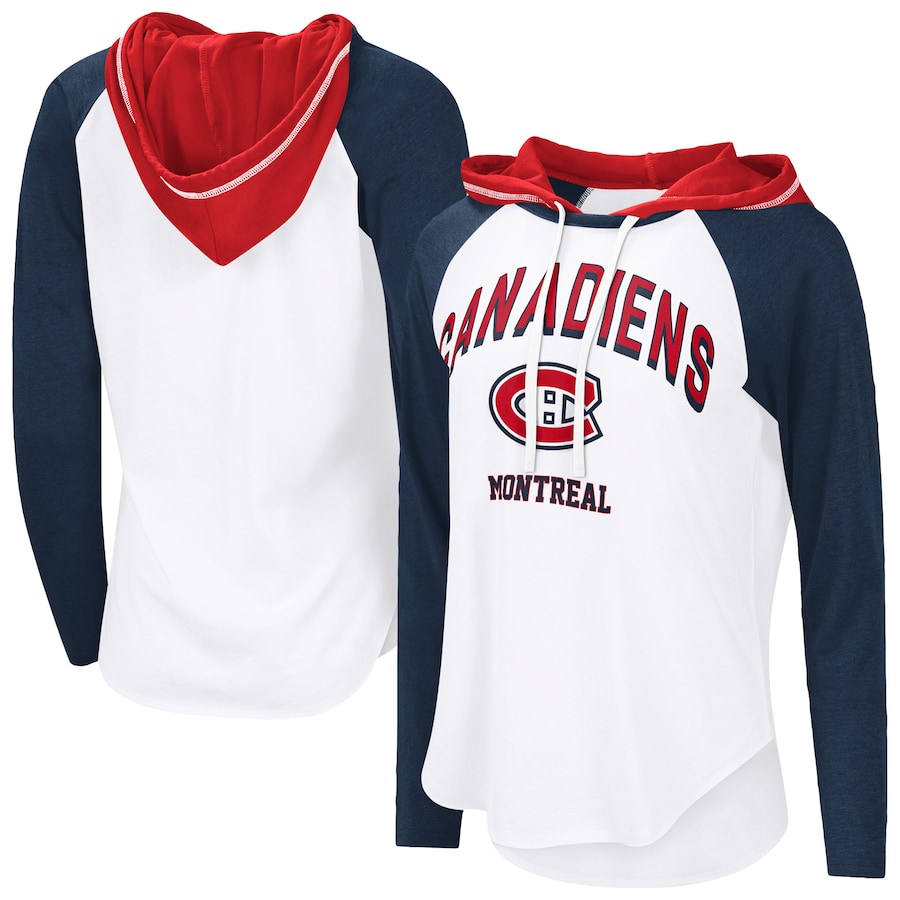 Women's Montreal Canadiens G-III 4Her by Carl Banks White VIP Raglan Long Sleeve Hoodie T-Shirt