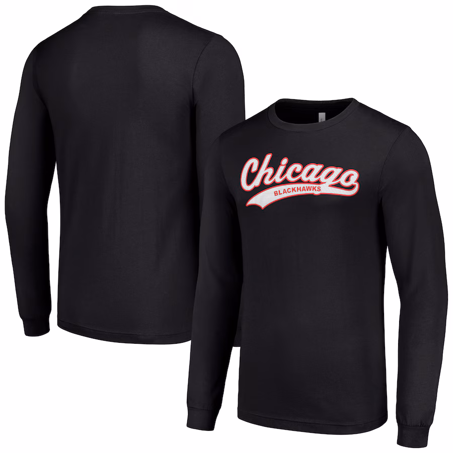 Men's Chicago Blackhawks Starter Black Tailsweep T-Shirt