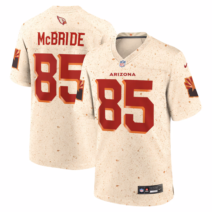 Men's Arizona Cardinals Trey McBride Nike Natural 2025 Rivalries Collection Game Jersey