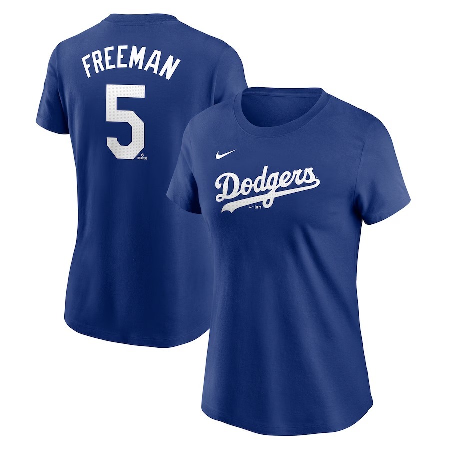 Women's Los Angeles Dodgers Freddie Freeman Nike Royal Fuse Name & Number T-Shirt