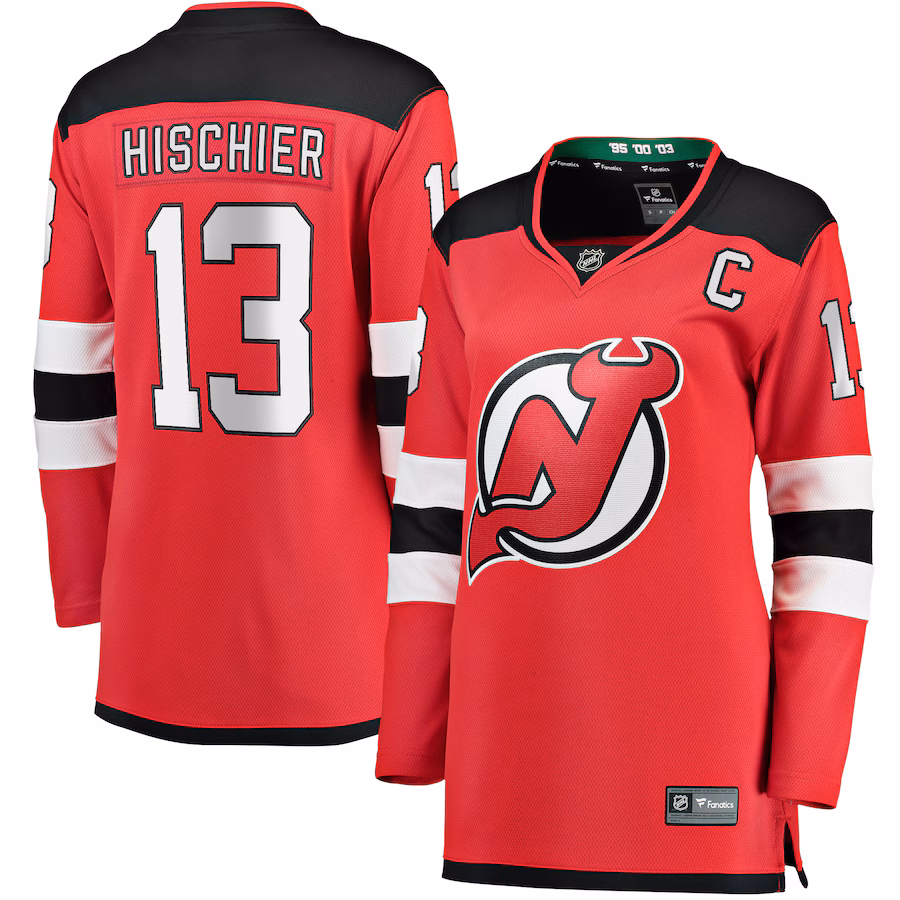 Women's New Jersey Devils Nico Hischier Fanatics Red Captain Patch Home Breakaway Jersey