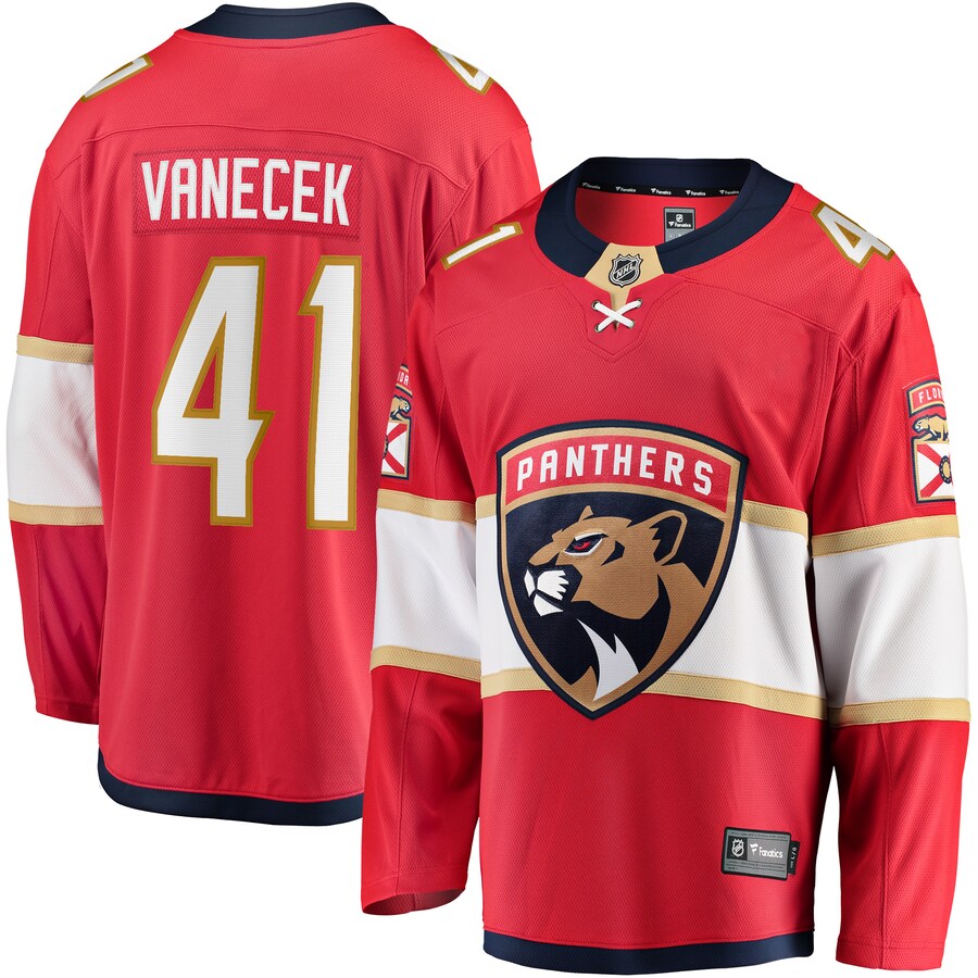 Men's Florida Panthers Vitek Vanecek Fanatics Red Home Breakaway Jersey