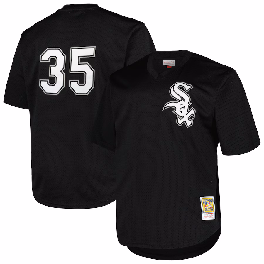 Men's Chicago White Sox Frank Thomas Profile Black Big & Tall Cooperstown Collection Mesh Batting Practice Jersey