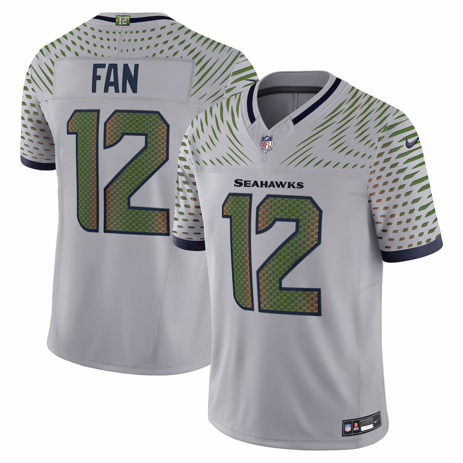 Men's Seattle Seahawks 12s Nike Wolf Gray 2025 Rivalries Collection Limited Jersey