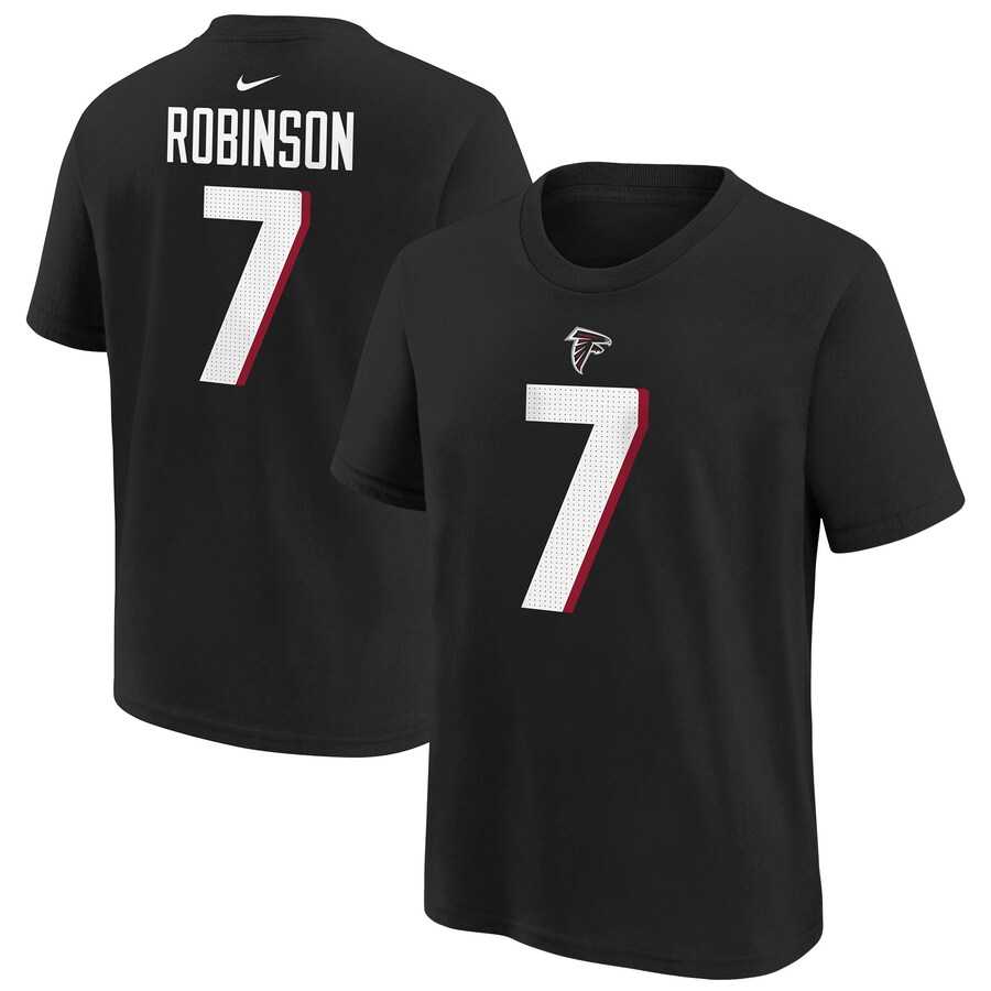 Youth Atlanta Falcons Bijan Robinson Black Nike Player Name & Number T-Shirt
