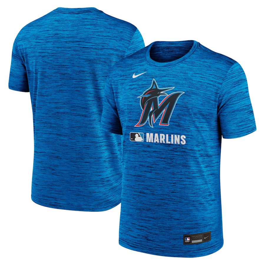 Men's Miami Marlins Nike Blue Authentic Collection Velocity Performance Practice T-Shirt