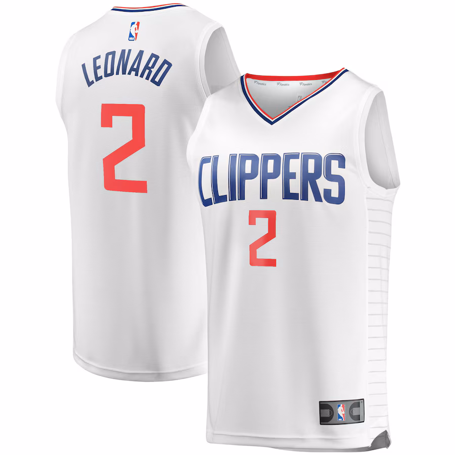 Youth LA Clippers Kawhi Leonard Fanatics White 2020/21 Fast Break Player Jersey - Association Edition