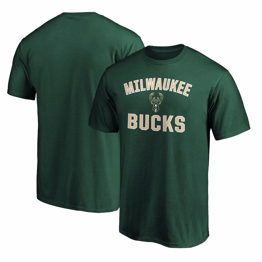 Men's Milwaukee Bucks Fanatics Hunter Green Team Victory Arch T-Shirt