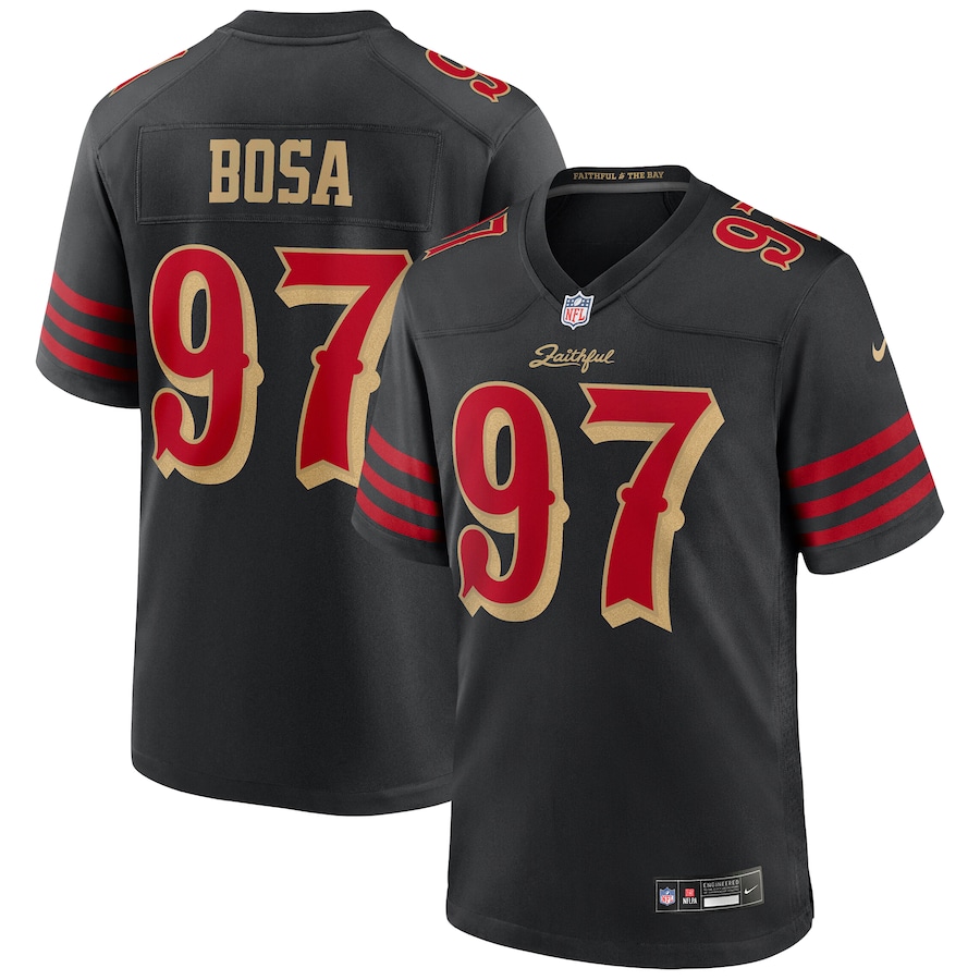 Men's San Francisco 49ers Nick Bosa Nike Black 2025 Rivalries Collection Game Jersey