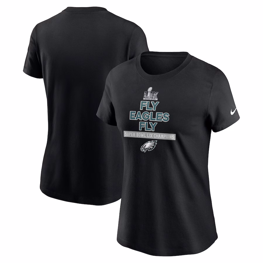 Women's Philadelphia Eagles  Nike Black Super Bowl LIX Champions Local T-Shirt