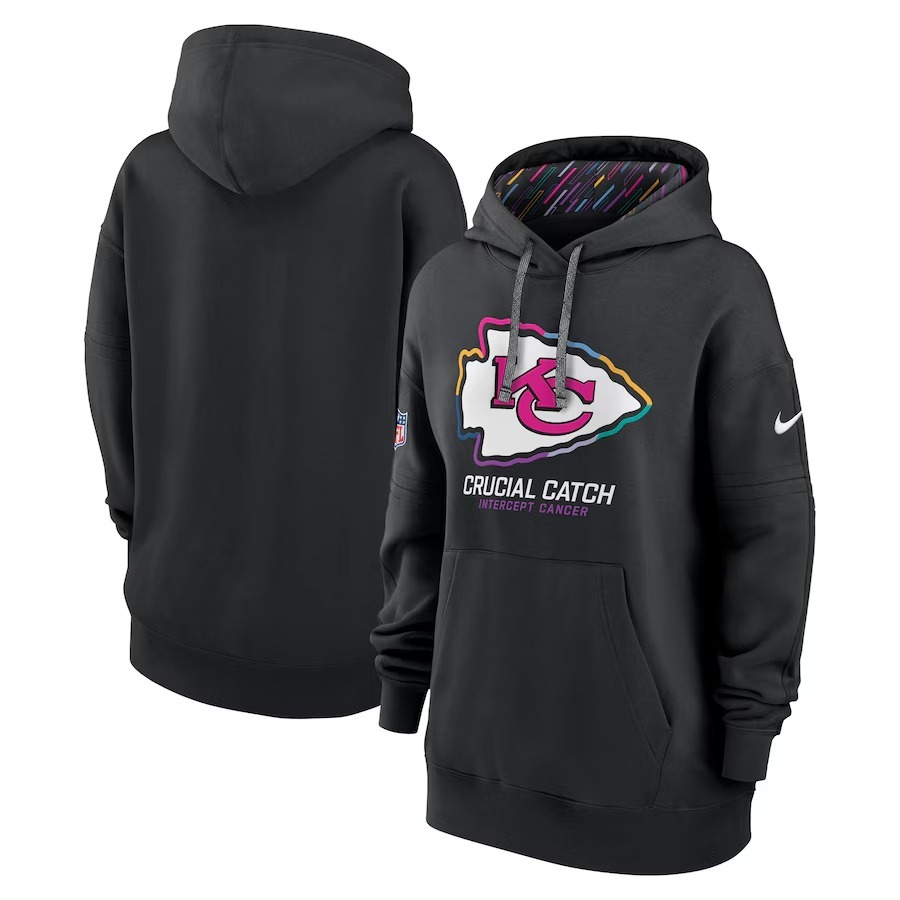 Women's Kansas City Chiefs  Nike Black 2024 NFL Crucial Catch Club Pullover Hoodie