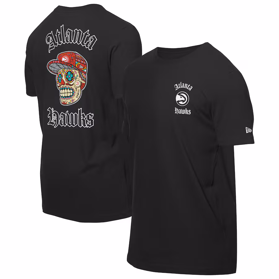 Men's Atlanta Hawks New Era Black Sugar Skulls T-Shirt