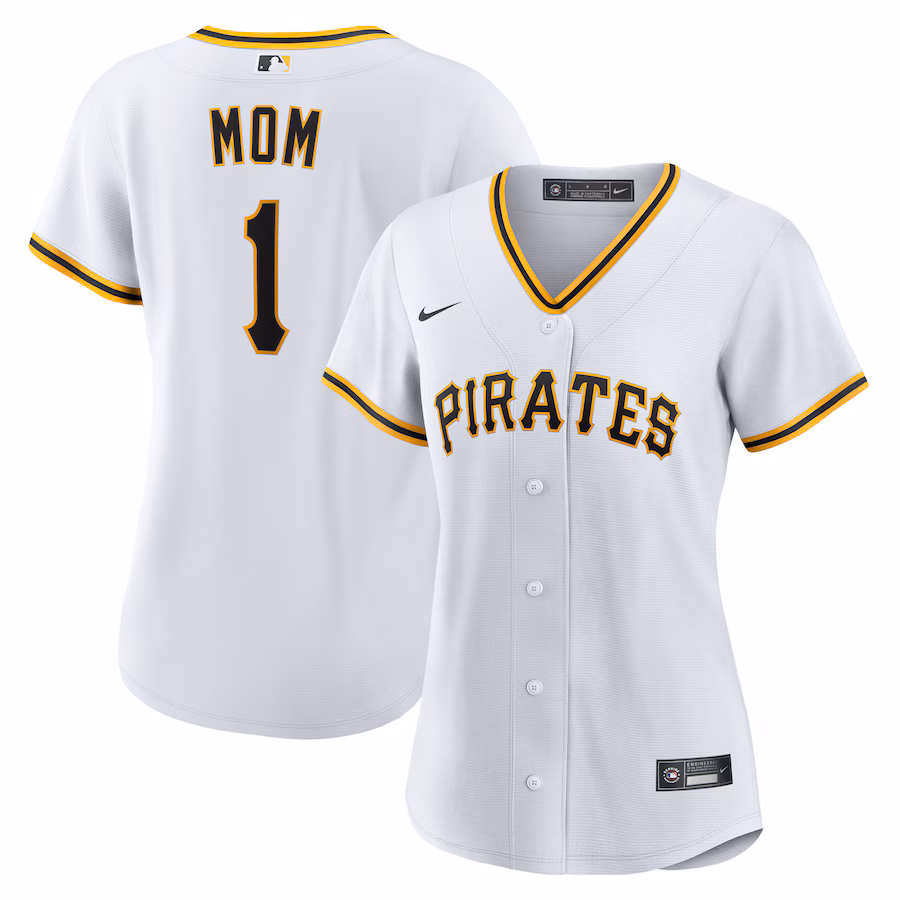 Women's Pittsburgh Pirates Nike White #1 Mom Home Replica Jersey
