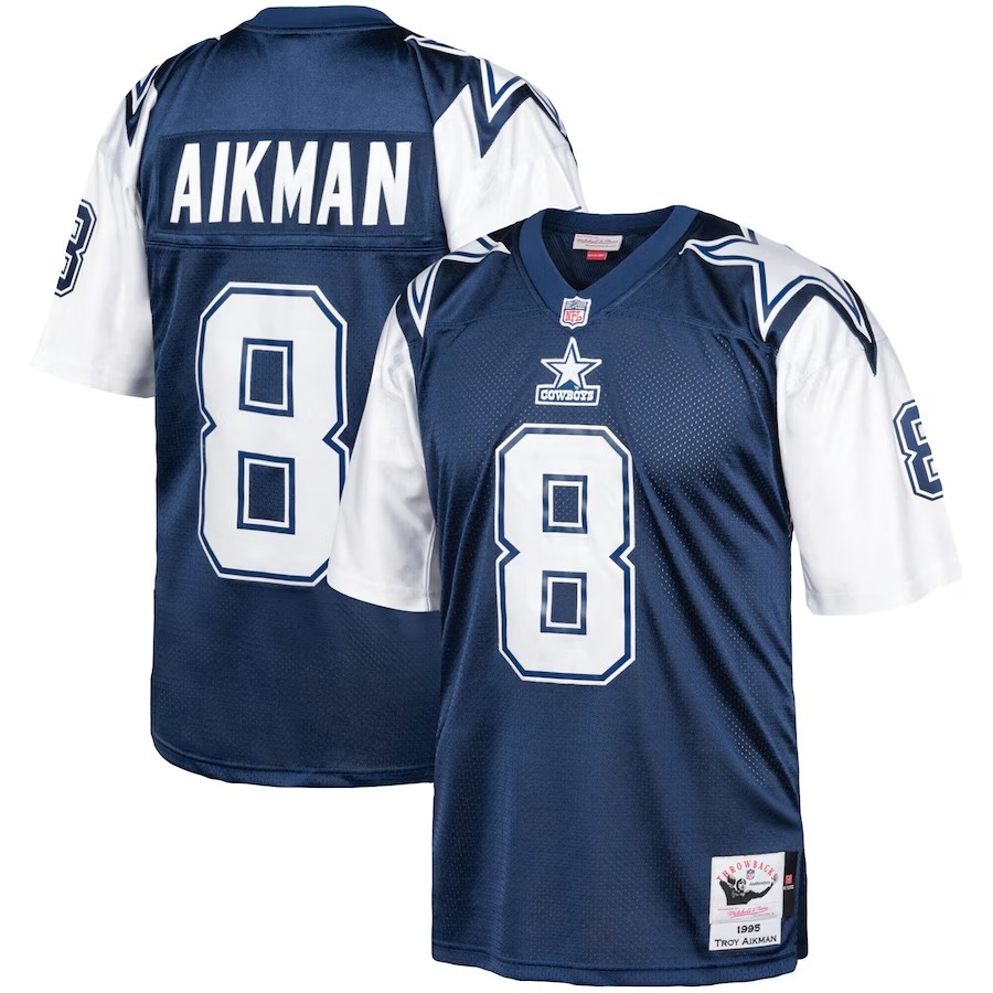 Men's Dallas Cowboys 1995 Troy Aikman Mitchell & Ness Navy Authentic Throwback Retired Player Jersey