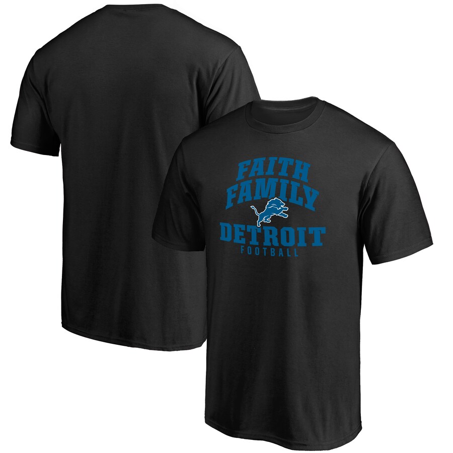 Men's Detroit Lions Black Faith Family T-Shirt