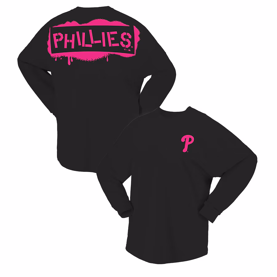 Women's Philadelphia Phillies Fanatics Black Neon Jersey Long Sleeve T-Shirt