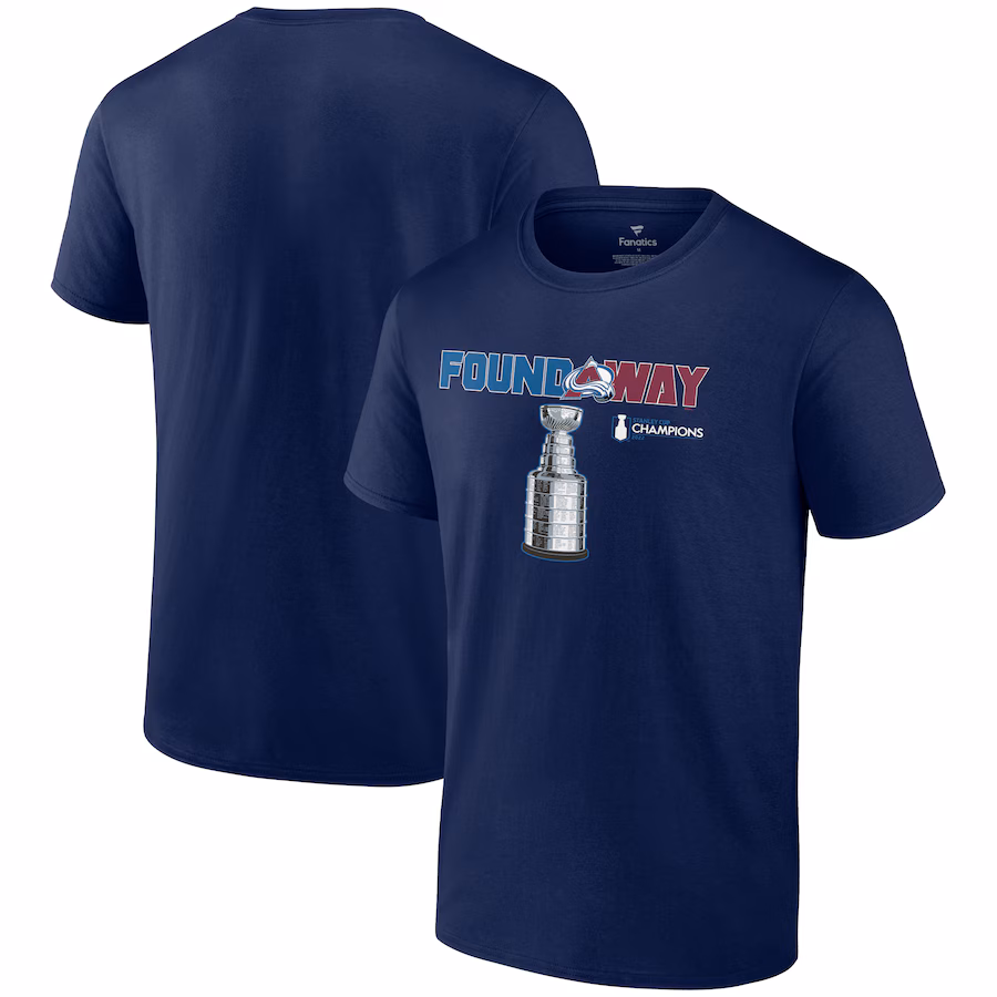 Men's Colorado Avalanche Fanatics Navy 2022 Stanley Cup Champions Celebration T-Shirt