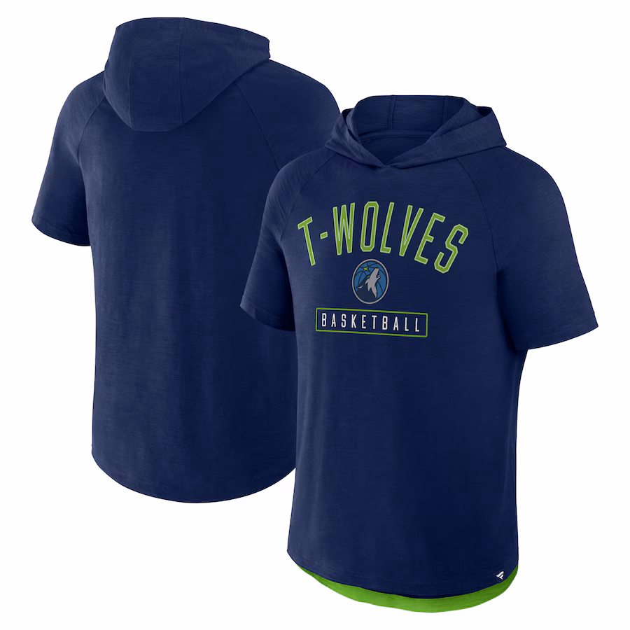 Men's Minnesota Timberwolves Fanatics Athletic Navy Pass Legend Hooded T-Shirt
