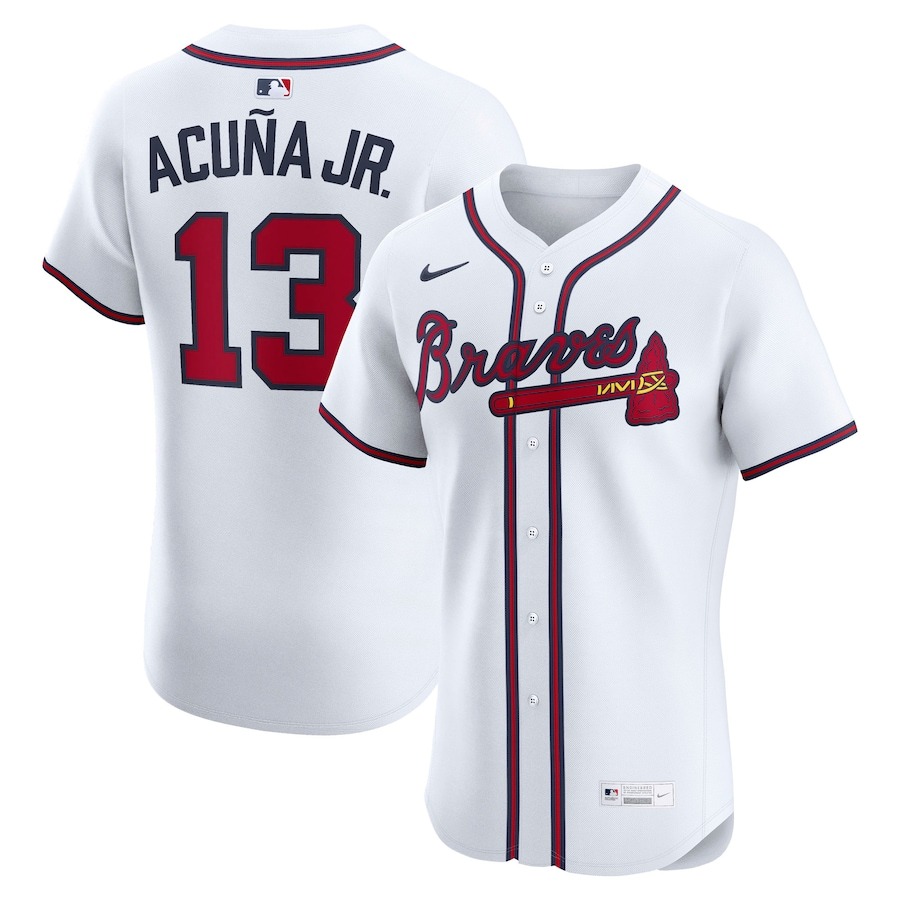 Men's Atlanta Braves Ronald Acuña Jr. Nike White Home Elite Player Jersey