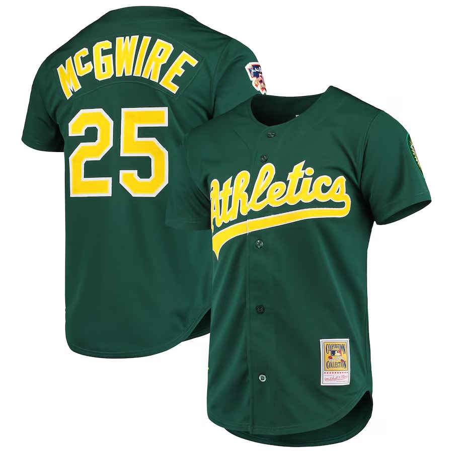 Men's Oakland Athletics Mark McGwire Mitchell & Ness Green 1997 Cooperstown Collection Authentic Jersey