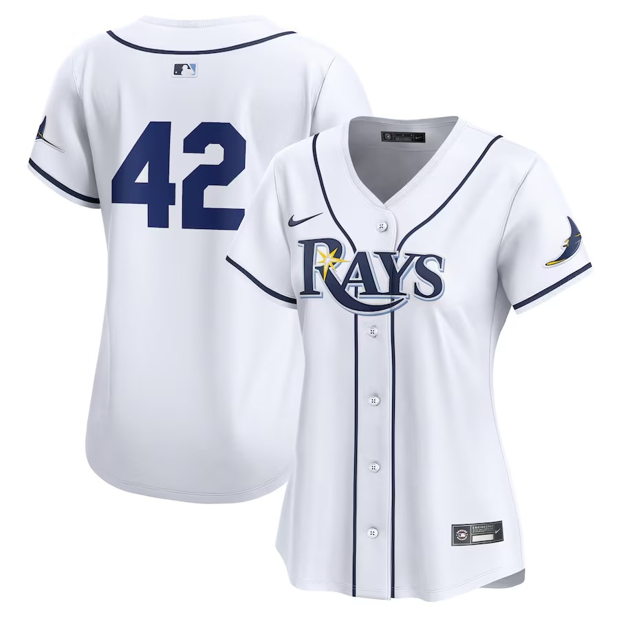 Women's Tampa Bay Rays  Nike White 2024 Jackie Robinson Day Home Limited Jersey