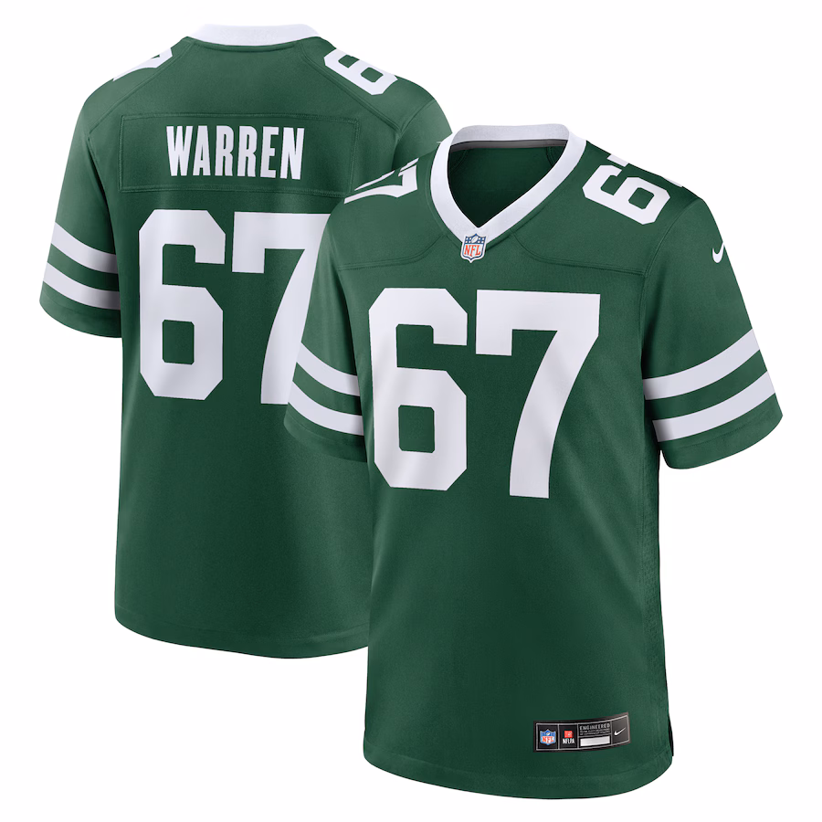 Men's New York Jets Carter Warren Nike Legacy Green Team Game Jersey
