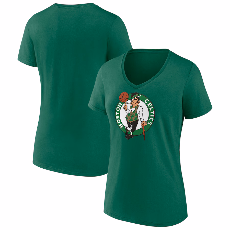 Women's Boston Celtics Green Logo V-Neck T-Shirt
