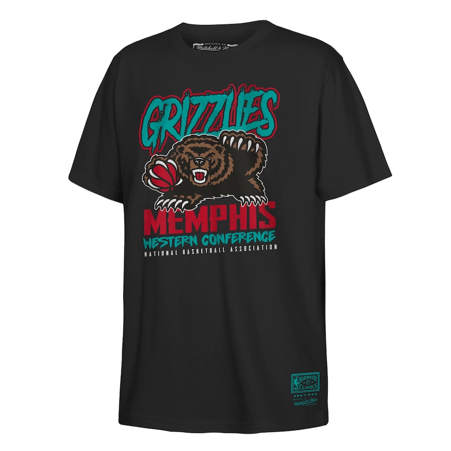 Youth Memphis Grizzlies Mitchell & Ness Black Retro Mascot Script T-Shirt