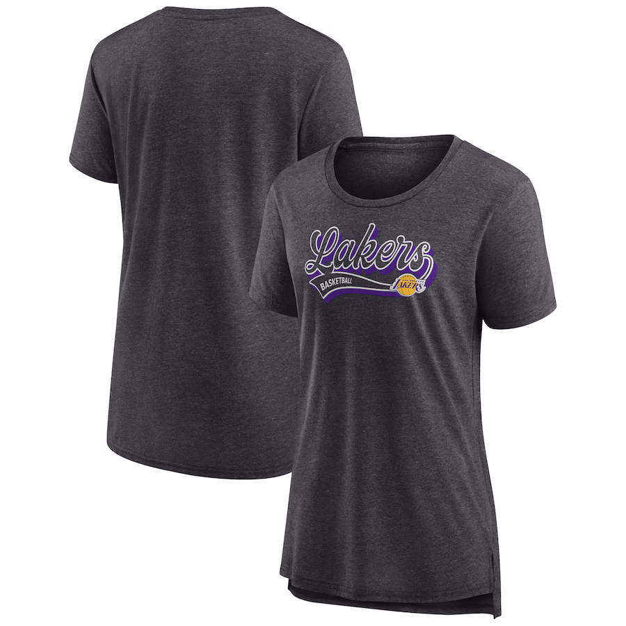 Women's Los Angeles Lakers Fanatics Heather Charcoal League Leader Tri-Blend T-Shirt
