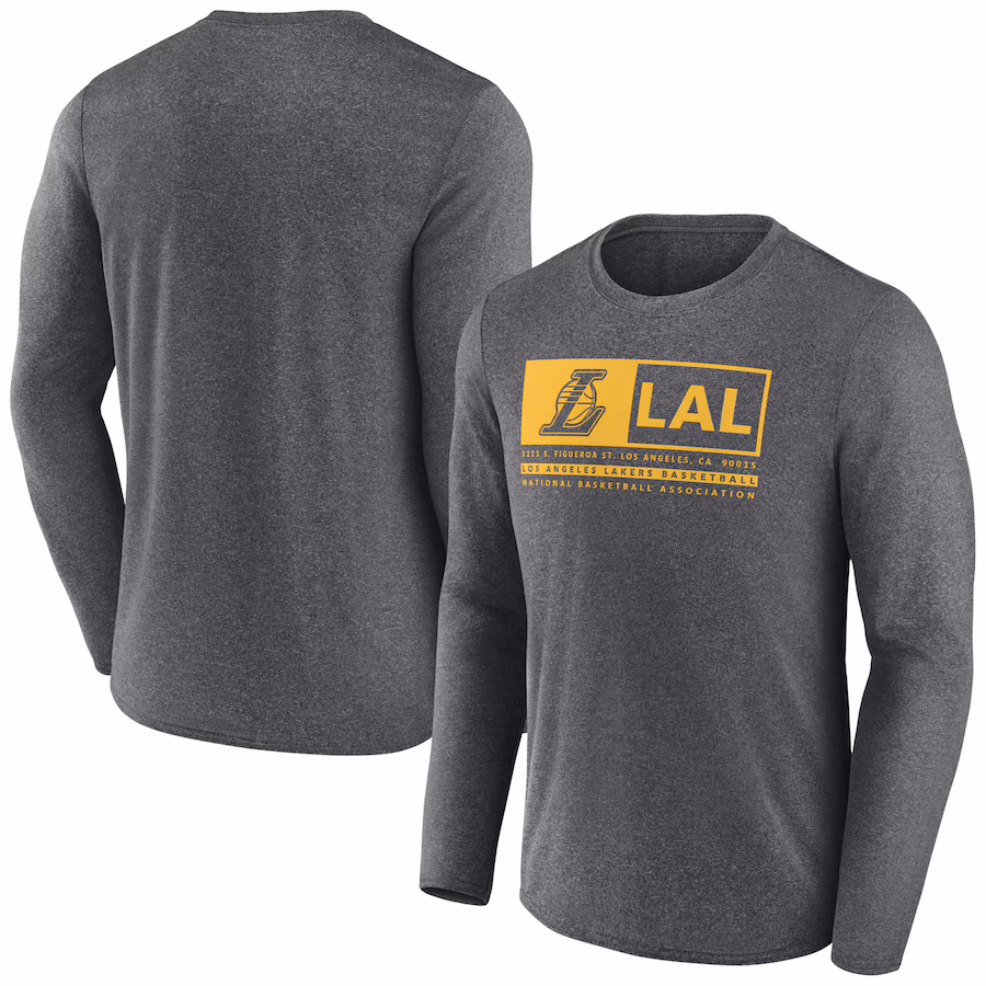 Men's Los Angeles Lakers Fanatics Heather Charcoal Three-Point Play T-Shirt