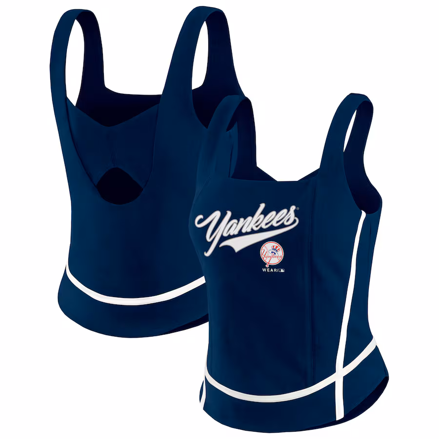 Women's New York Yankees WEAR by Erin Andrews Navy Square Neck Tank Top