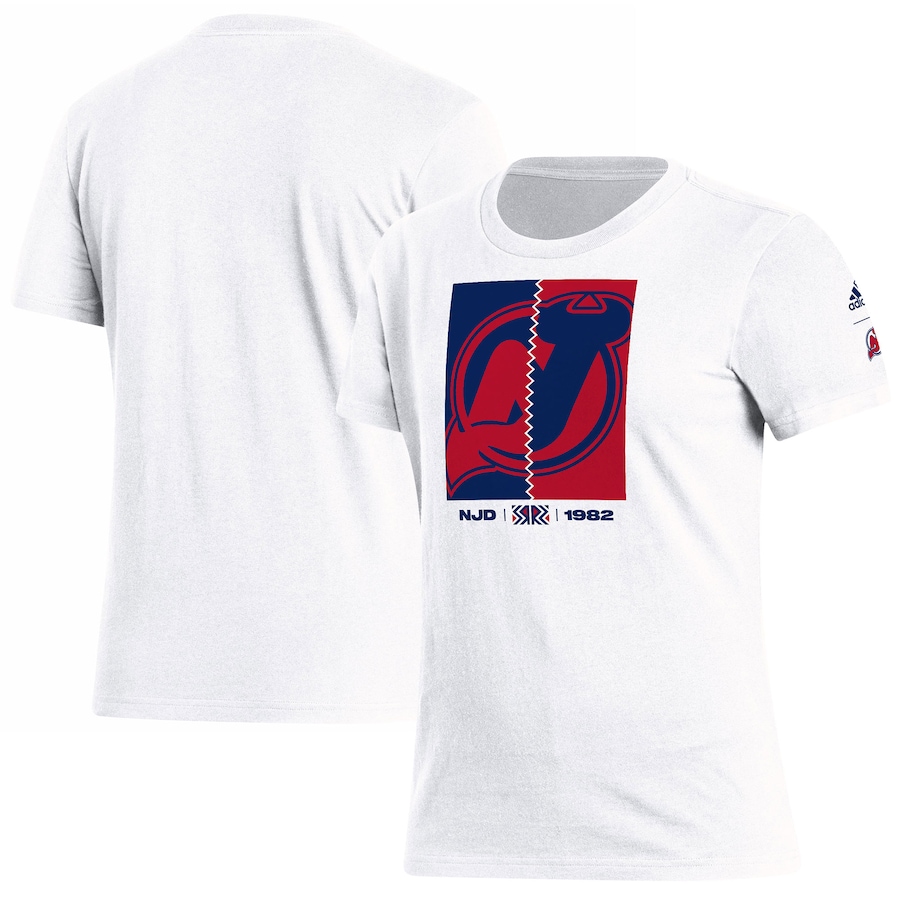 Women's New Jersey Devils adidas White Reverse Retro 2.0 Playmaker T-Shirt