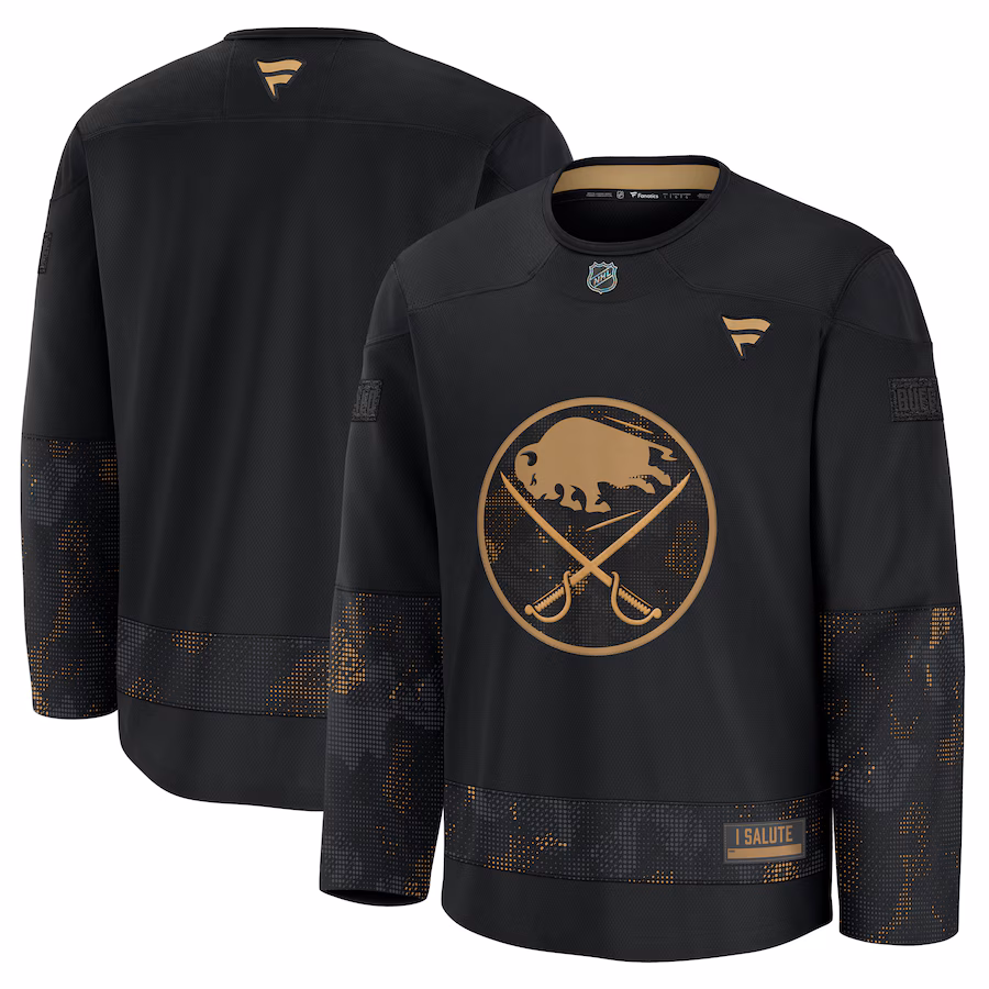 Men's Buffalo Sabres Fanatics Black 2024 Military Appreciation Practice Jersey