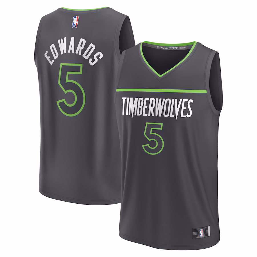Men's Minnesota Timberwolves Anthony Edwards Fanatics Anthracite Fast Break Replica Player Jersey - Statement Edition