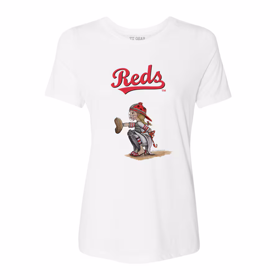 Women's Cincinnati Reds Tiny Turnip White Kate the Catcher T-Shirt