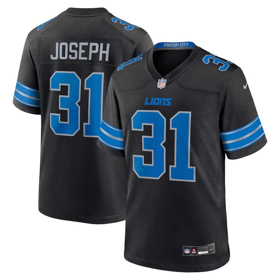 Men's Detroit Lions Kerby Joseph Nike  Black Alternate 2 Game Jersey