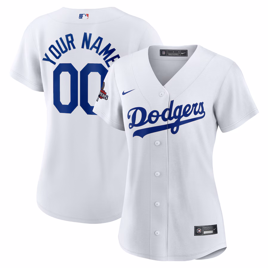 Women's Los Angeles Dodgers Nike White 2024 World Series Champions Home Custom Replica Jersey