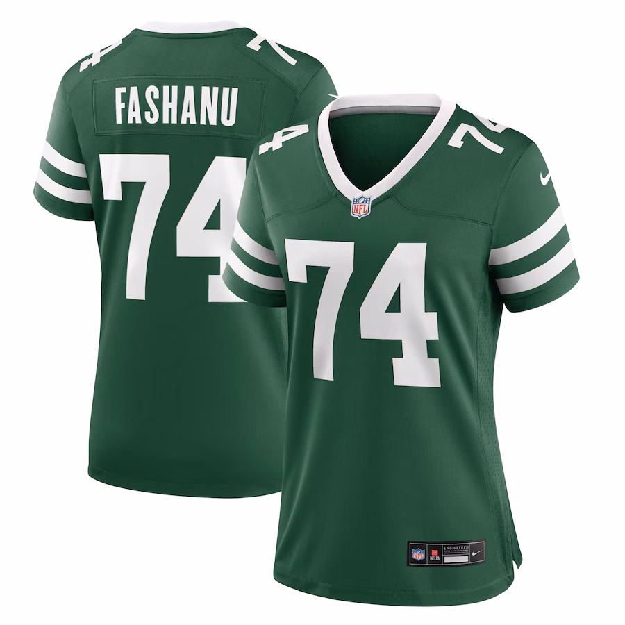 Women's New York Jets Olu Fashanu Nike Legacy Green Game Jersey