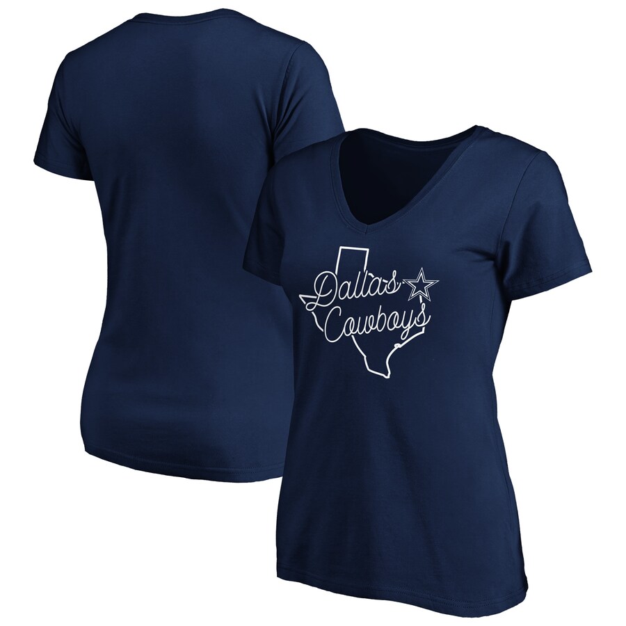 Women's Dallas Cowboys Navy Script V-Neck T-Shirt