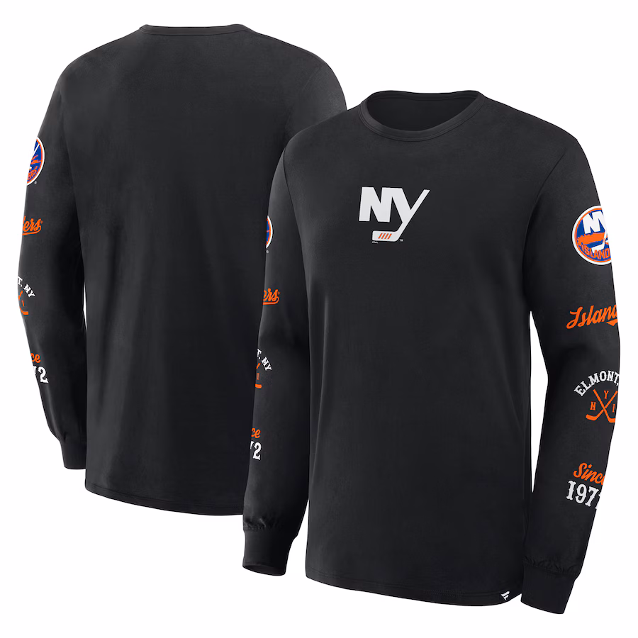 Men's New York Islanders Fanatics Black Boxed In Legacy Long Sleeve T-Shirt
