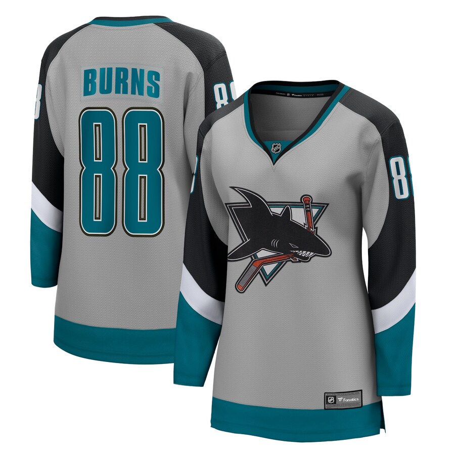 Women's San Jose Sharks Brent Burns Fanatics Branded Gray 2020/21 Special Edition Breakaway Player Jersey