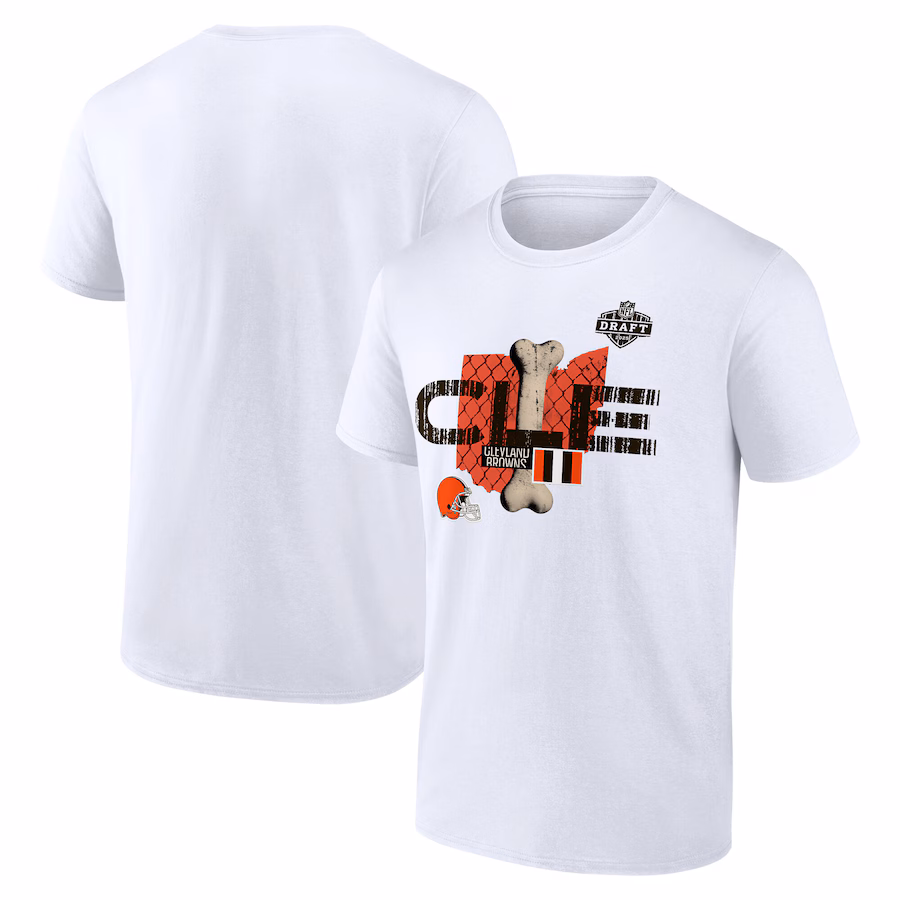 Men's Cleveland Browns White 2025 NFL Draft T-Shirt