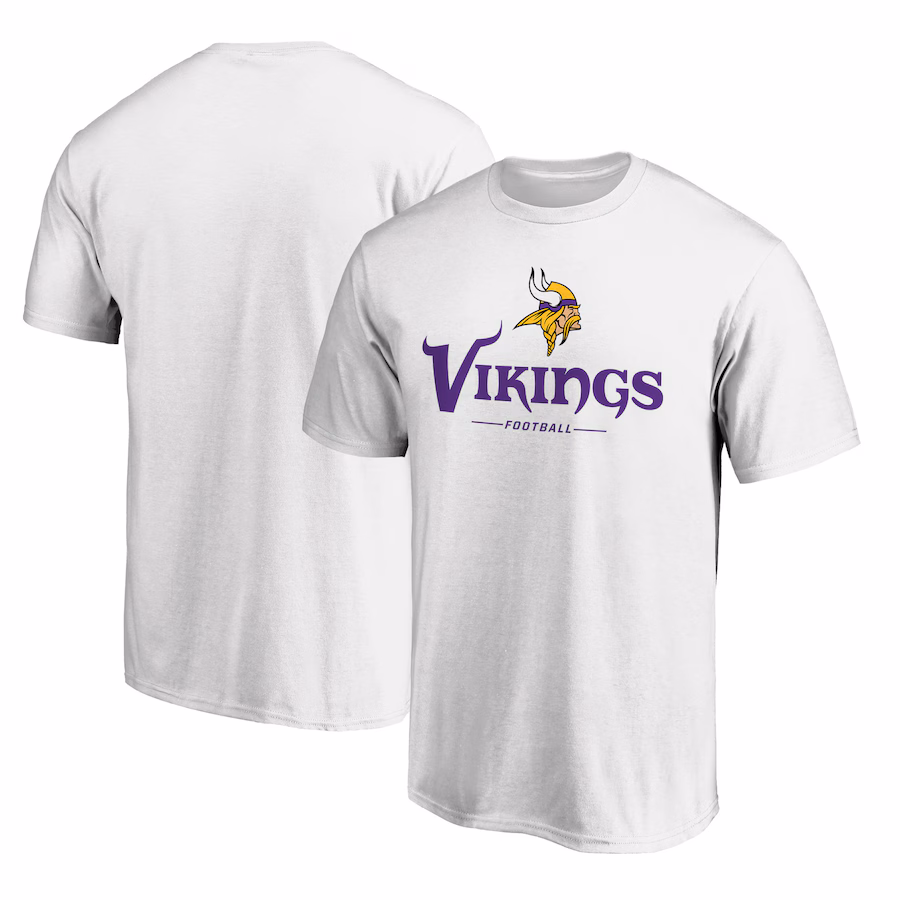 Men's Minnesota Vikings White Logo Team Lockup T-Shirt