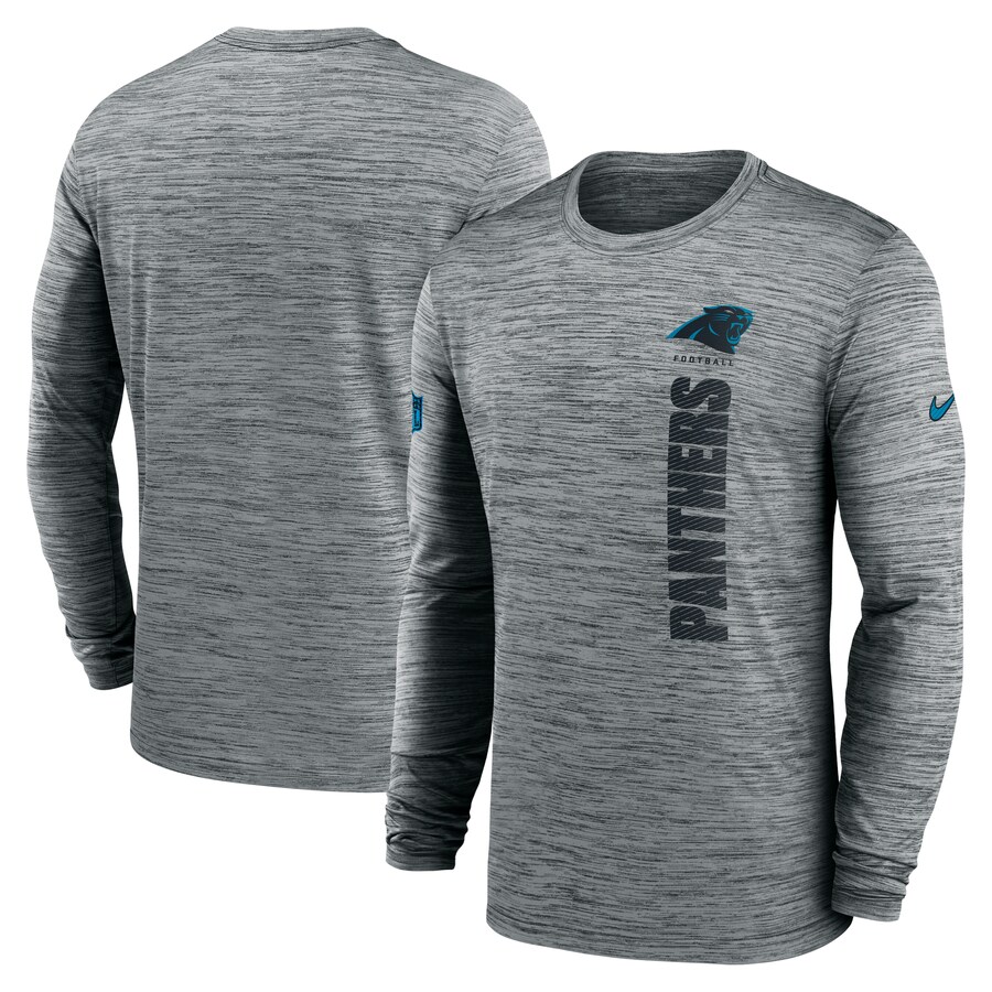 Men's Carolina Panthers Nike Gray 2024 Sideline Velocity Performance Long Sleeve T-Shirt