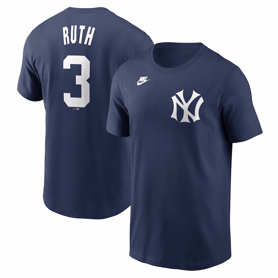Men's New York Yankees Babe Ruth Nike Navy Fuse Name & Number T-Shirt