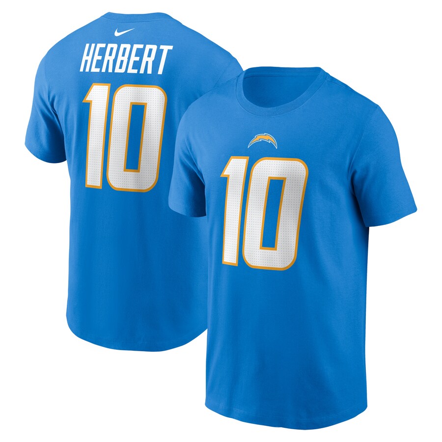 Men's Los Angeles Chargers Justin Herbert Nike Powder Blue Player Name & Number T-Shirt